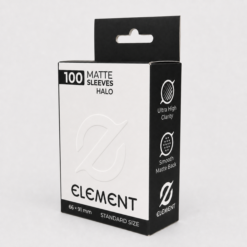 Element Halo matte card sleeves packaging angled product photo