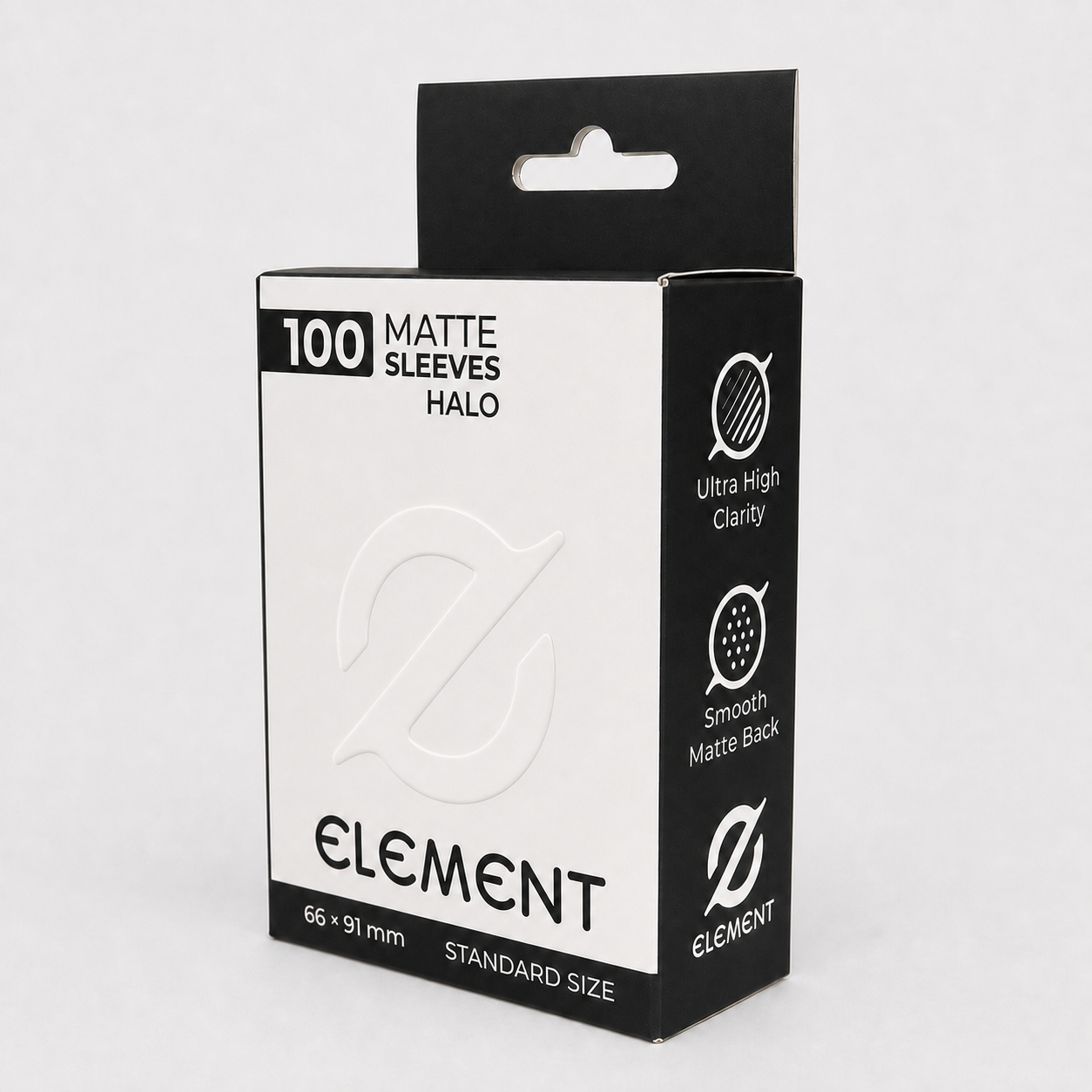 Element Halo matte card sleeves packaging angled product photo
