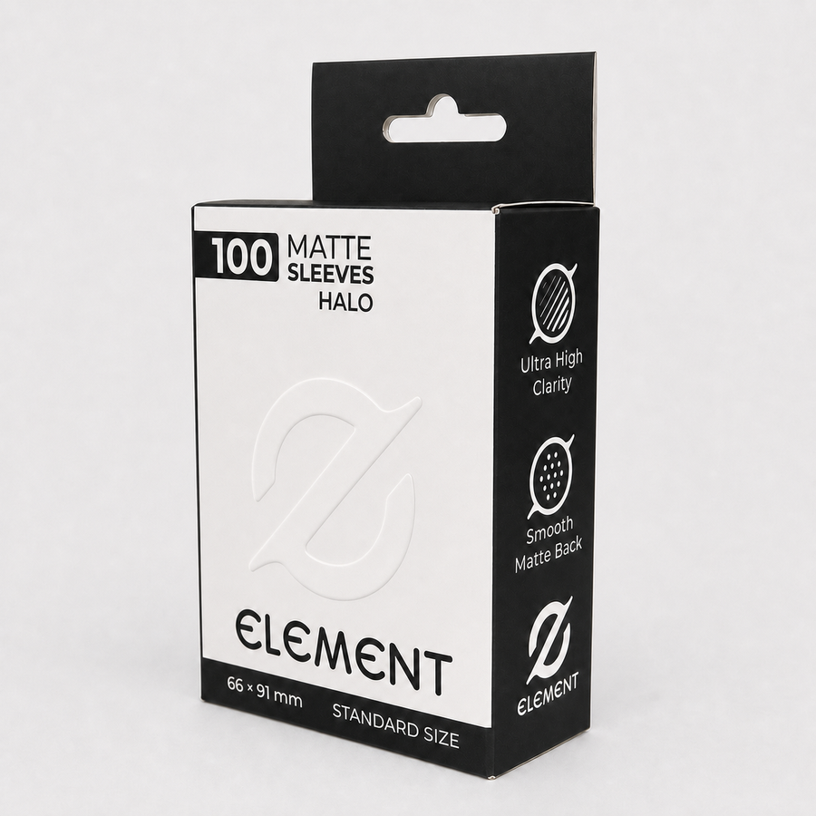 Element Halo matte card sleeves packaging angled product photo
