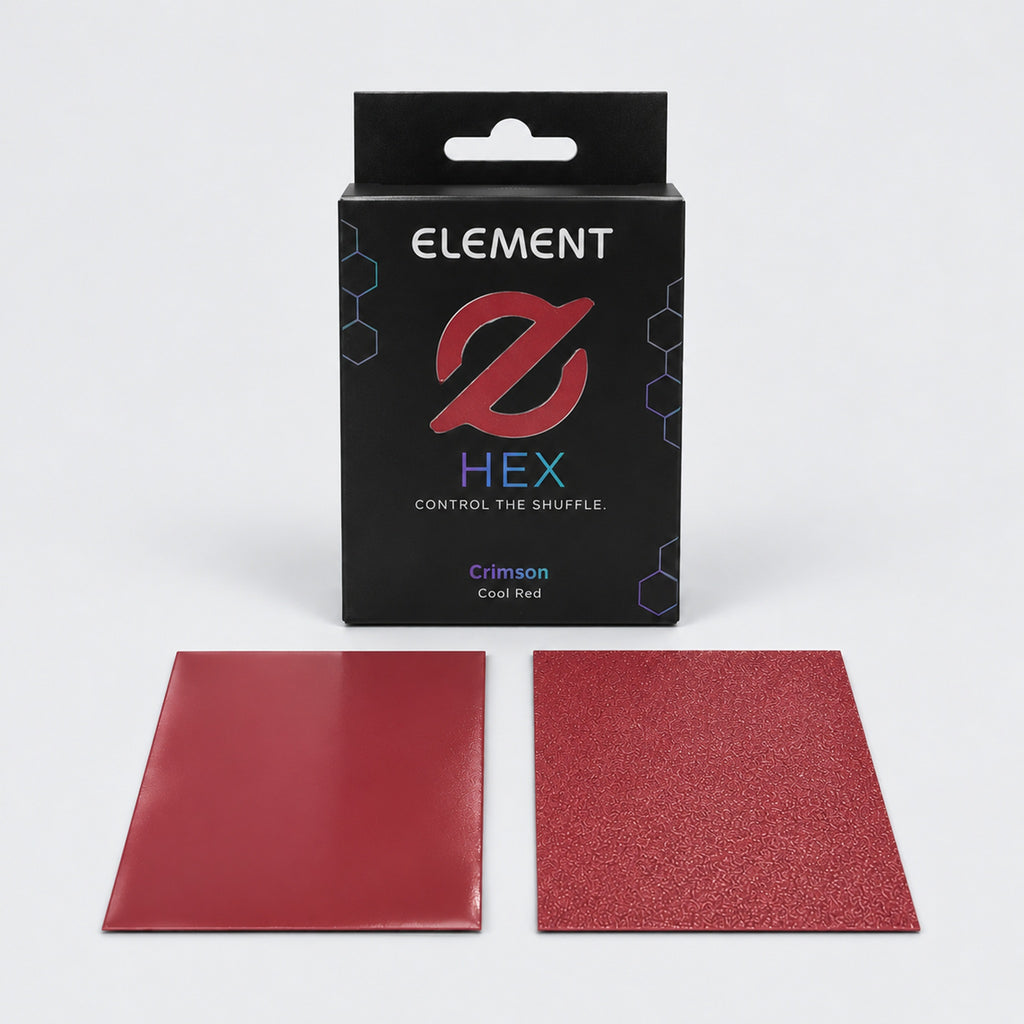Element HEX Crimson box with glossy front and textured matte back sleeves