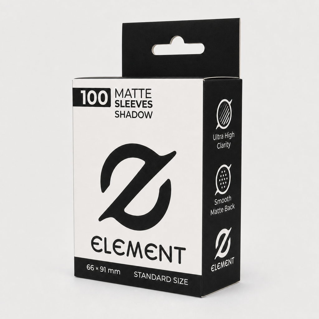Element Shadow matte card sleeves packaging angled product photo