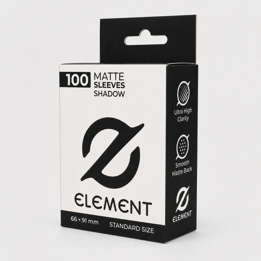 Element Shadow matte card sleeves packaging angled product photo